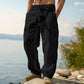👖🌿 PROMO FLASH 50% ! Pantalon Cargo Homme Coton & Lin – Coupe Loose, Respirant, Poches Multiples, Taille Cordon, 6 Couleurs, 6 Tailles, Parfait Été 🍃