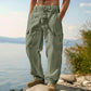 👖🌿 PROMO FLASH 50% ! Pantalon Cargo Homme Coton & Lin – Coupe Loose, Respirant, Poches Multiples, Taille Cordon, 6 Couleurs, 6 Tailles, Parfait Été 🍃