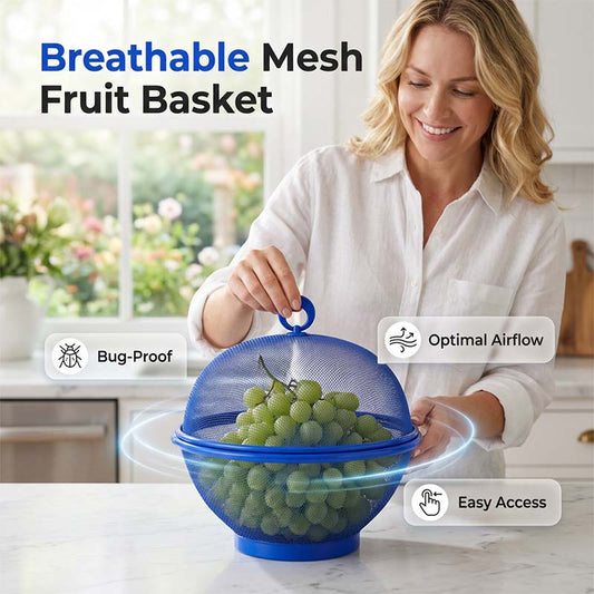 🧺 PROMO LIMITÉE 50% DE RÉDUCTION ! 🍇 Panier à Fruits Fermé avec Couvercle – Mailles Respirantes, Fonction Égouttoir ✨
