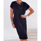 👗 PROMO LIMITÉE -50% ! 🌸 Robe T-Shirt Femme Midi – Tissu Doux Respirant, Poches Cachées, Coupe Ample Flatteuse · Beige, Noir, Rose · S–5XL ☁️