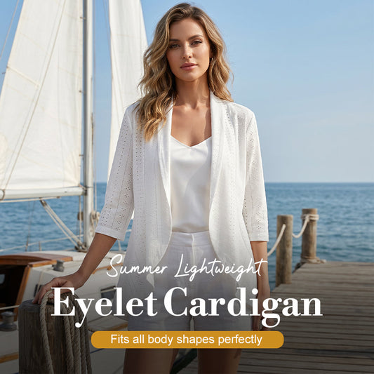 🧥 LIMITÉ : 50% DE RÉDUCTION ! ✨ Cardigan Léger à Œillets – Maille Ajourée, Vaporeux, Été ☀️