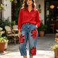 🌸 PROMOTION LIMITÉE 57% DE RÉDUCTION ! ✨ Jean Large Femme Brodé Fleuri – Artisanal, Moderne, Confortable 🌼