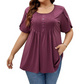 👚 56% DE RÉDUCTION ✨ T-shirt femme à plis devant & manches bouffantes – Doux, respirant & élégant – Parfait pour le bureau, le brunch ou les journées de printemps 🌸