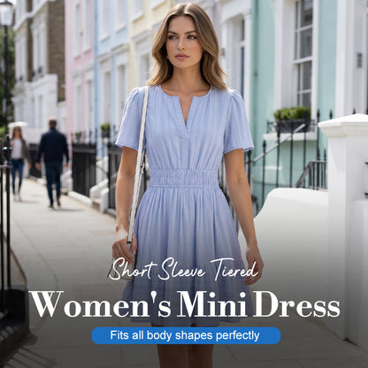 💐 PROMO EXCEPTIONNELLE -50% ! Mini-robe à volants en mousseline – Fluide, aérienne, féminine 🍃💕 【Qualité Premium】