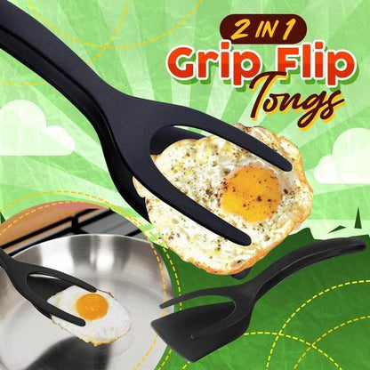 🍳Pince-Spatule 2 en 1 pour Cuisine – Embouts en Silicone Alimentaire, Antiadhésif, Résistant à la Chaleur, Poignée Longue Confy✨