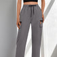 ✨👖 PROMO LIMITÉE 50% ! Pantalon Cargo Femme – Taille à Cordon, Poches, Coupe Droite, 3 Couleurs, Taille S-2XL, Style Athleisure 🏃‍♀️