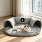 🐱✨ PROMO FLASH 50% ! Lit Tunnel pour Chat 2-en-1 – Doudou, Pliable, 75x55cm, Gris, Design Donut, Espacieux, Parfait pour Repos & Jeu ✨