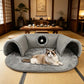🐱✨ PROMO FLASH 50% ! Lit Tunnel pour Chat 2-en-1 – Doudou, Pliable, 75x55cm, Gris, Design Donut, Espacieux, Parfait pour Repos & Jeu ✨