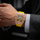 ⏳Offre à durée limitée : 50 % de réduction⏰Montre de luxe pour homme de forme tonneau, ornée de strass⌚