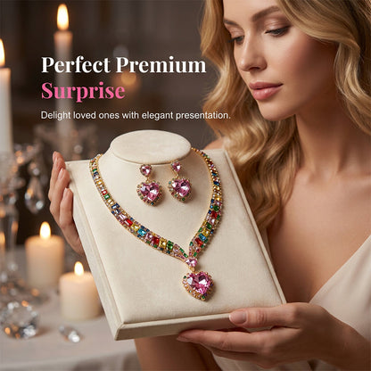 💎 50 % DE RÉDUCTION ! ✨ Parure de bijoux « Cœur étincelant » – Collier et boucles d'oreilles, élégante et légère 💖