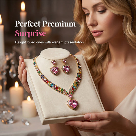 💎 50 % DE RÉDUCTION ! ✨ Parure de bijoux « Cœur étincelant » – Collier et boucles d'oreilles, élégante et légère 💖