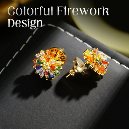 🥳💞Boucles d'oreilles clous motif feu d'artifice colorées pour femme