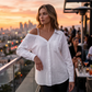 👚Chemise à boutons pour femme, épaules dénudées – Asymétrique, tissu froissé et manches longues – Aérée, décontractée et chic 💫