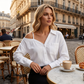 👚Chemise à boutons pour femme, épaules dénudées – Asymétrique, tissu froissé et manches longues – Aérée, décontractée et chic 💫