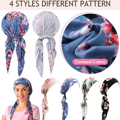 👒 PROMO LIMITÉE 50% DE RÉDUCTION ! 💥 Turban Foulard Pré-Noué à Fleurs – Doux, Respirant, Chic Instantané ✨