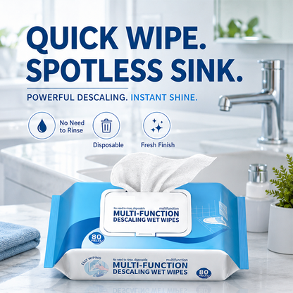🥳 50% DE RÉDUCTION ! 🧼 Lingettes Nettoyantes Détartrantes – 80 Feuilles – Sans Rinçage & Multi-Surfaces for Salle de Bain