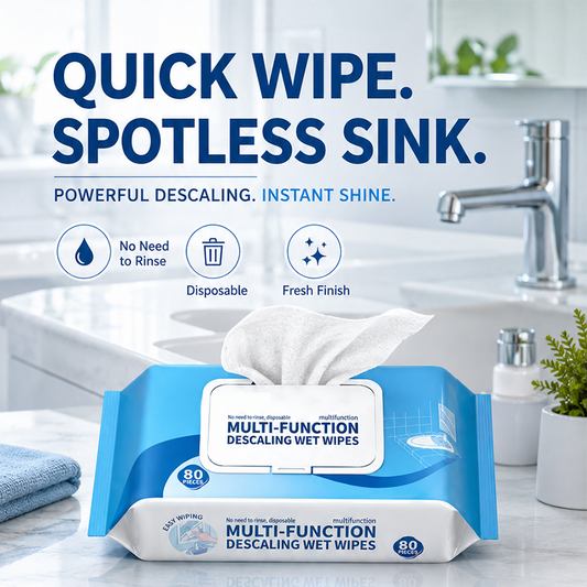 🥳 50% DE RÉDUCTION ! 🧼 Lingettes Nettoyantes Détartrantes – 80 Feuilles – Sans Rinçage & Multi-Surfaces for Salle de Bain