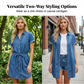 Robe-chemise en jean décontractée pour femme avec taille à cordon