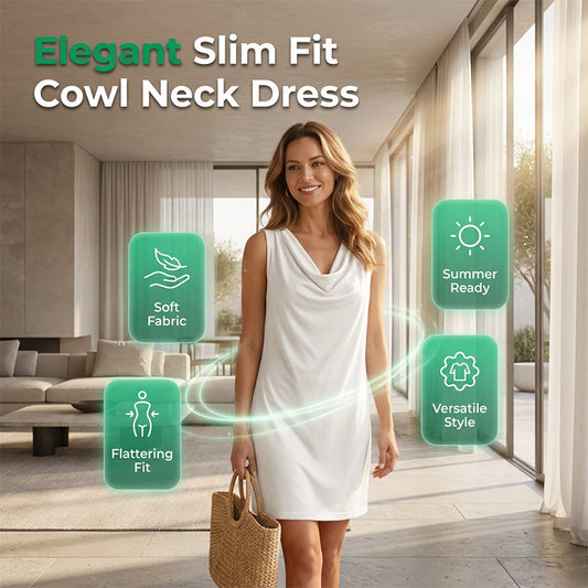👗52% DE RÉDUCTION💥Robe slim fit col bénitier – Sans manches & poches latérales – Polyvalente, parfaite pour le bureau ou les soirées – élégante et confortable ✨🌸