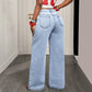 👖✨Jean pour femme à taille asymétrique et jambes larges