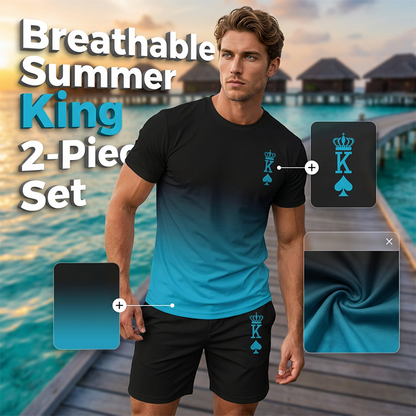 Ensemble T-Shirt et Short Dégradé 3D pour Homme - Tenue Estivale Casual 2 Pièces