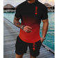 Ensemble T-Shirt et Short Dégradé 3D pour Homme - Tenue Estivale Casual 2 Pièces