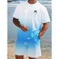 📢📢 -50% !! ⏰ Ensemble T-Shirt Manches Courtes et Short Dégradé Homme