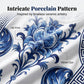 🏺 Robe longue fluide – Imprimé porcelaine bleue & blanc revisité, coupe classique intemporelle✨