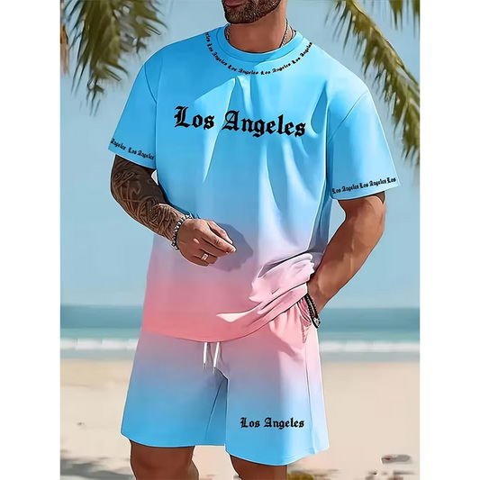 👕 50% DE RÉDUCTION ! 🩳 Ensemble 2 Pièces Décontracté Imprimé d’Été pour Homme – Dégradé Attrayant, Tissu Léger & Respirant – Parfait pour la Plage, le Sport et le Quotidien ☀️✨