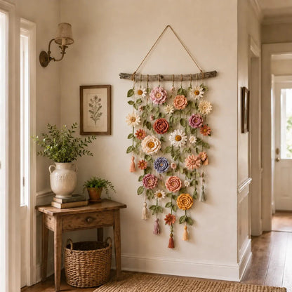 🌸 50% DE RÉDUCTION ! 🧶 Décoration Murale Florale au Crochet – Fil & Branche – Artisanal & Bohème for Intérieur