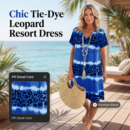 🌿 Robe Décontractée Femme Tie-Dye Imprimé Léopard Col V 🌿