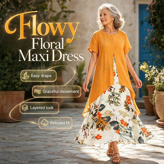 🔄🌸 -50% ! 👗Robe fleurie à superposition – Polyvalente & chic.