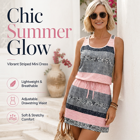 👚 50% DE RÉDUCTION! 🌀 Robe Rayée à Cordon – Rayures classiques, coupe fluide & facile à assortir – Parfaite pour un look décontracté et chic au quotidien 🌿