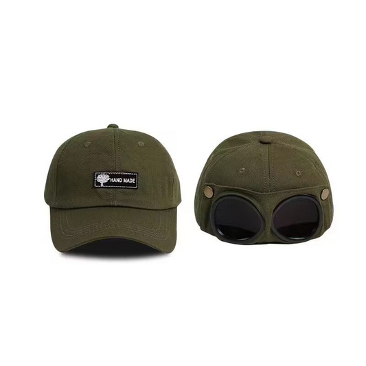 🧢 Casquette Pilote SunShield | Protection UV & Lunettes Intégrées ☀️