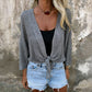 Top in Maglia a Rete Traspirante con Nodo Frontale da Donna
