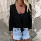 Top in Maglia a Rete Traspirante con Nodo Frontale da Donna