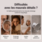 Miroir de maquillage grossissant x10 avec lumière LED et ventouse