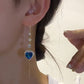💎👜 -50% ! 💙Cadeau Idéal – Boucles d'Oreilles à Fil avec Pierre Précieuse Synthétique en Forme de Cœur Bleu Exquis