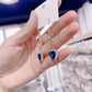 💎👜 -50% ! 💙Cadeau Idéal – Boucles d'Oreilles à Fil avec Pierre Précieuse Synthétique en Forme de Cœur Bleu Exquis