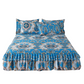 🛏️ 50% DE RÉDUCTION! 🌷 Cache-Sommier 3 Pièces à Fleurs et Volants – Coton haute densité, 5 tailles & jupes – Parfait pour une chambre romantique ✨