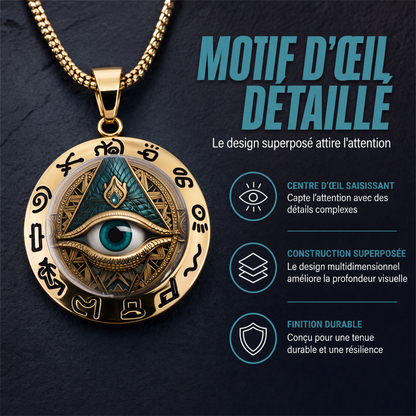 📢📢 -50% !! ⏰👁️ Collier pendentif vintage à l'œil omniscient – Motif travaillé, en alliage de zinc léger et style polyvalent ✨