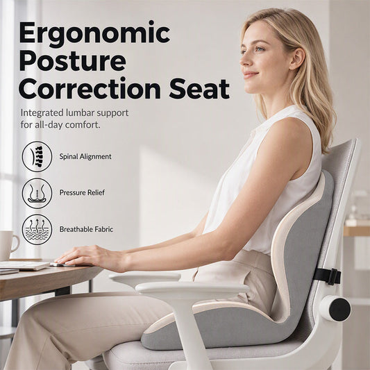 ✨ Coussin de Siège Ergonomique en Mousse à Mémoire de Forme avec Soutien Lombaire - Confort Toute la Journée, Idéal pour Bureau, Voiture et Maison 💺