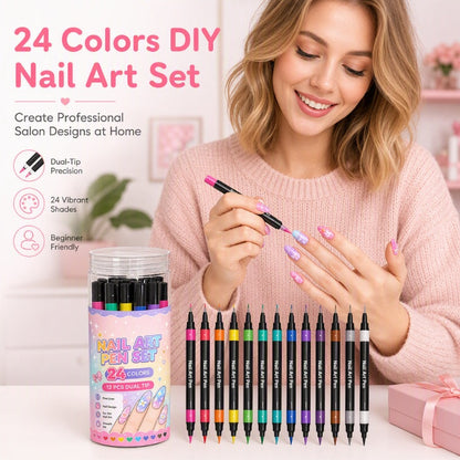 💅 50% DE RÉDUCTION! 🎨 Set de 12 stylos nail art – Double pointe, précis & créatif ✨