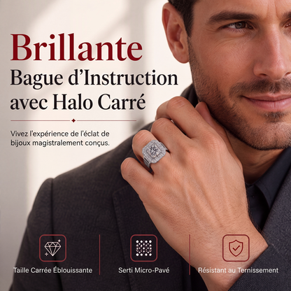 💍 Bague Élégante Carrée à Halo Scintillant ✨