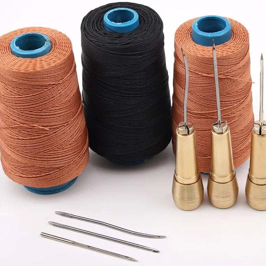 🧵 50% DE RÉDUCTION! ✨ Kit d'alêne cuir – Manche cuivre & aiguilles interchangeables ✨