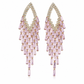 ⏳Spécial à durée limitée⏰Boucles d'Oreilles Rhombe Zircons & Franges🦚