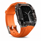 Bracelet de montre connectée intégré avec étui de protection, bracelet de sport translucide à blocs de couleurs pour montres de 40 mm, 41 mm, 42 mm, 44 mm, 45 mm, 46 mm et 49 mm