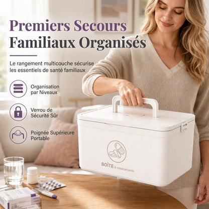 💊🧰 Grande Boîte à Médicaments Familiale – Multiniveau, Compartimentée et Portable
