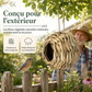 Nid d'oiseau sphérique en paille tressée à la main, avec ouverture ronde, pour la décoration des jardins et des cours extérieurs