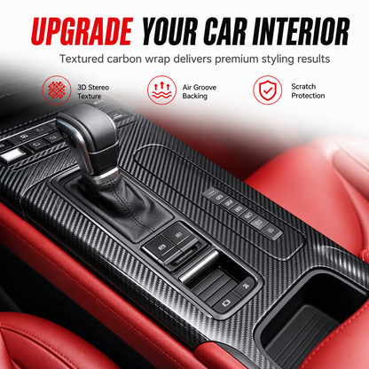 🚗 Film adhésif en fibre de carbone 3D/6D ✨ | Revêtement anti-rayures pour l'intérieur de la voiture 🛡️ | Thermoformable sans bulles pour la console centrale et le tableau de bord 💨 | Dimensions : 30 × 100 / 127 × 30 cm 🏎️